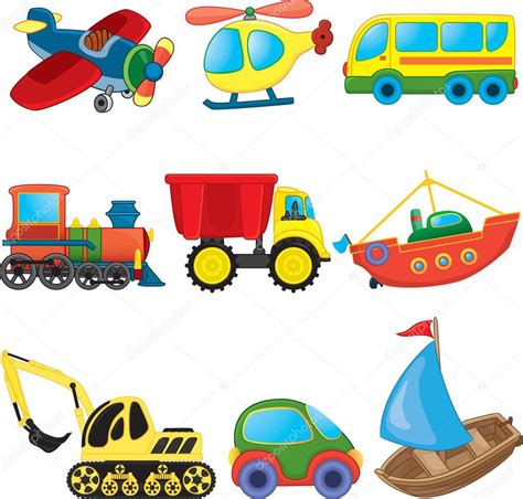 Transporte De Dibujos Animados Conjunto De Vectores Stock Vector By