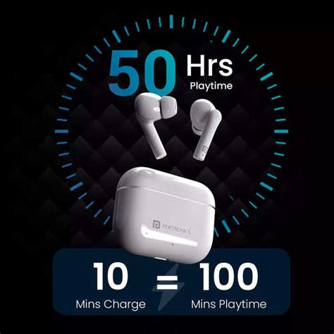 Portronics Harmonics Twins S6 Bluetooth V5 3 Tws Earbuds With 50hrs Playtime White Photo