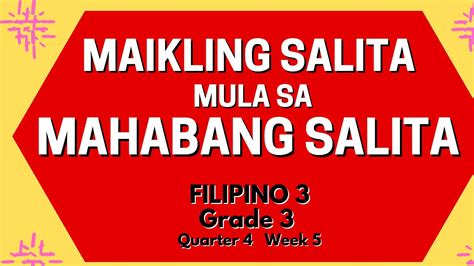 Maikling Salita Mula Sa Mahabang Salita Filipino 3 Halimbawa Mommy