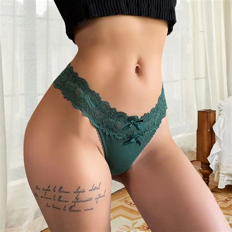 Sexy Calcinha De Renda De Cintura Baixa Tanga Oco Para Fora Lingerie