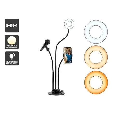 Ring Light De Mesa 3 Em 1 Iluminador Led 3 Luz De Cores Suporte