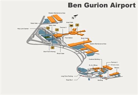 Tel Aviv Ben Gurion Airport map - Ontheworldmap.com