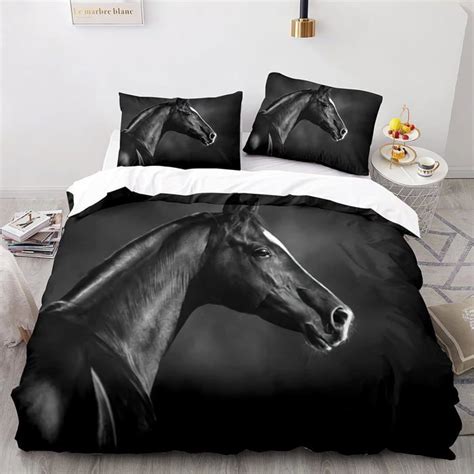 Housse De Couette Cheval X Cm Personne Parure De Lit Pi Ces