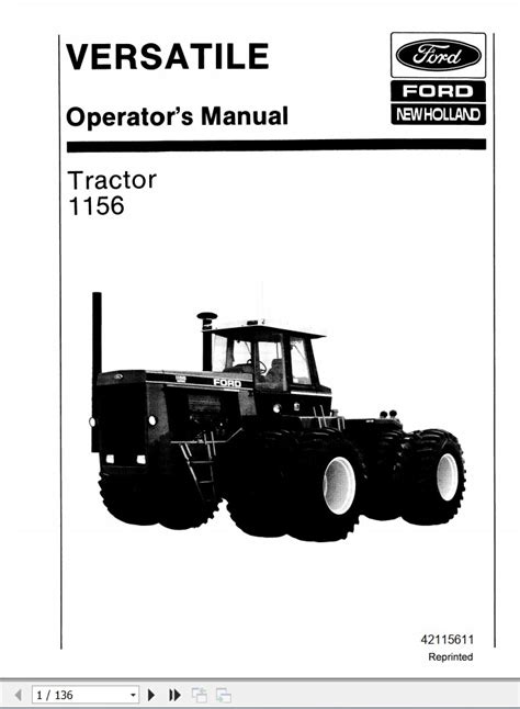 New Holand Tractor 1156 Operator S Manual 42115611