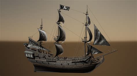 Galleon Black Pearl Pirate Ship 3d Model 199 Blend Unknown Stl