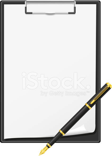 Clipboard Blank Sheet Of Paper And Pen Vector Illustration Stock Vector