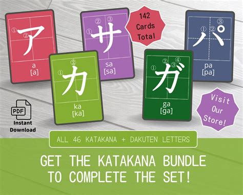 Hiragana Practice Flashcards for Japanese Learners and Children With Dakuten Stroke Orders ...