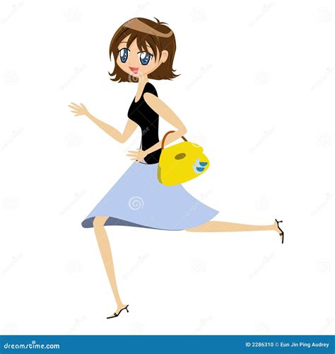 Cartoon Lady With Handbag Stock Vector Illustration Of Adorable 2286310