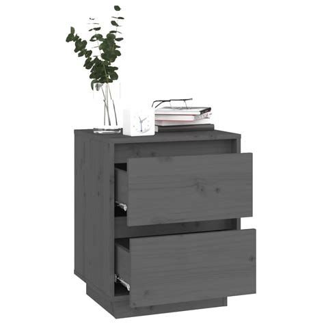 WXS Meubles Table De Chevet Gris 40x35x50 Cm Bois De Pin Solide