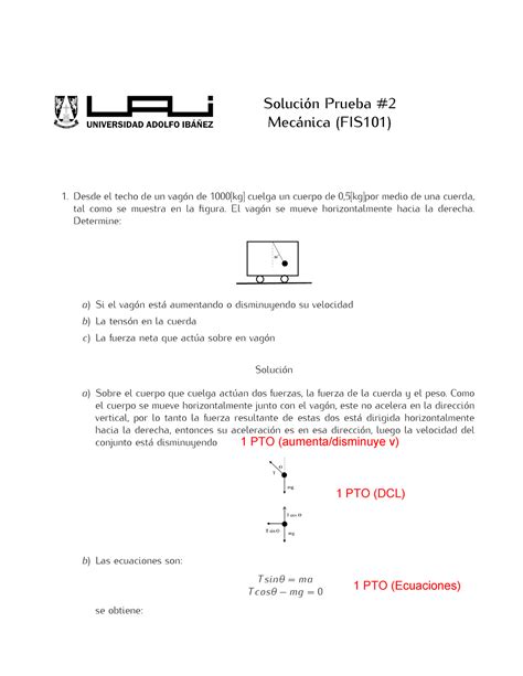 Examen 2016 preguntas y respuestas Solución Prueba 2 Mecánica