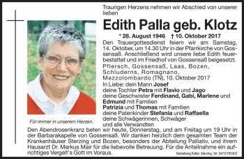 Traueranzeigen Von Edith Palla Trauer Bz