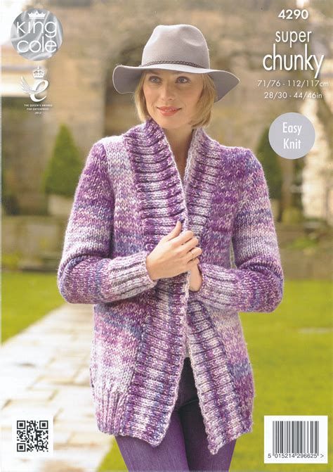 Ladies Super Chunky Knitting Pattern King Cole Ribbed Jackets Cardigans 4290