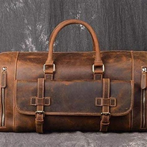 Free Personalized Handmade Leather Duffle Bag Large Travel Etsy