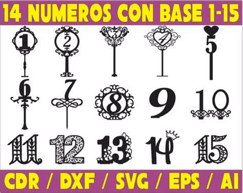 Pack De Vectores Corte Laser Numeros Con Base Para Mesas