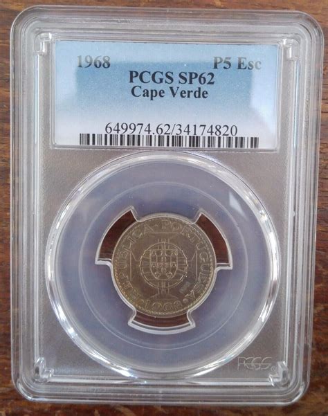 5 ESCUDOS 1968 CAPE CABO VERDE UNC COIN YEAR KM Pr41 PROVA ESSAI PCGS