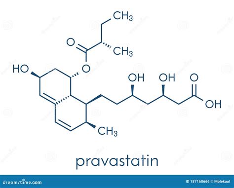 Pravastatina Molécula De Fármaco Reductor Del Colesterol Fórmula