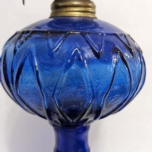 Vintage Cobalt Blue Oil Lamp Made In Hong Kong Etsy