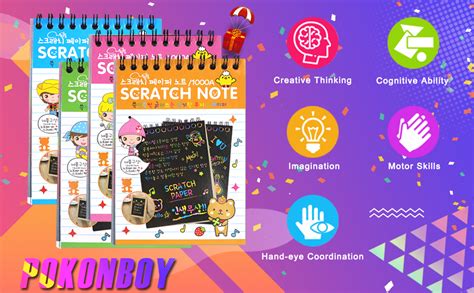 Amazon Pokonboy Pack Scratch Arts And Crafts Notebooks Scratch