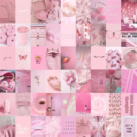 Pink Photo Wall Collage Kit Pink Aesthetic Baby Pink Etsy