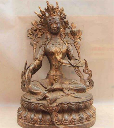 Song Voge Gem S1108 Budismo Tibetano Bronze Cobre Verde Tara Guan Yin