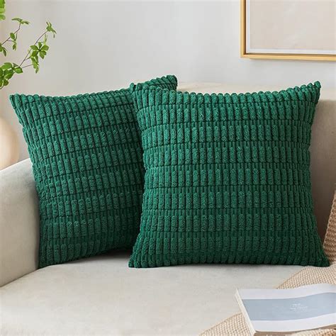 Amazon MIULEE Pack Of 2 Dark Green Corduroy Decorative Throw