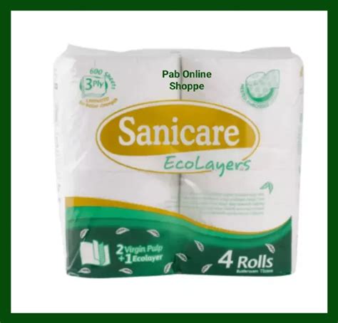 Sanicare Ecolayers Bathroom Tissue 4 Rolls 3 Ply 2 Virgin Pulp