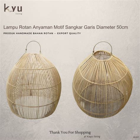 Jual Kap Cover Lampu Rotan Gantung Dekorasi Hias Anyaman Motif