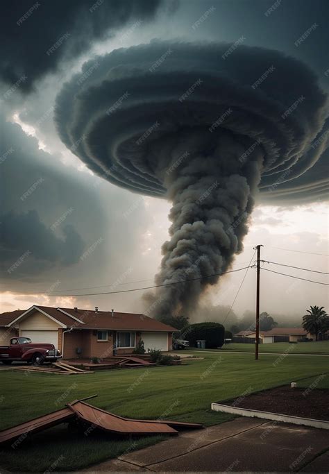 Premium Photo | A huge Tornado or tornado a violent and destructive storm