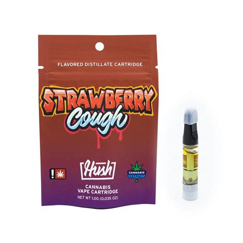 Hush Strawberry Cough Flavored Distillate Vape Cartridge 1g Leafly