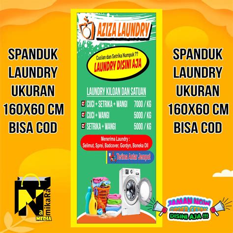 Spanduk Banner Backdrop Laundry Ukuran 160x60 Bisa Cod Lazada