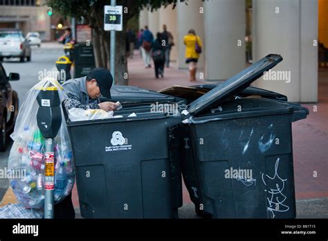 Man Collecting Recyclables From The Garbage In San Francisco California