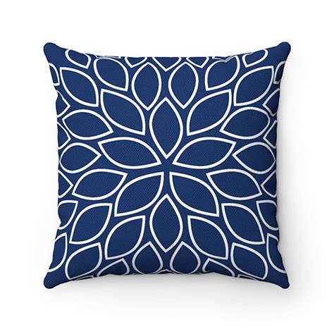 Blue And Gray Decorative Pillow Flower Burst Pillow Cover Etsy