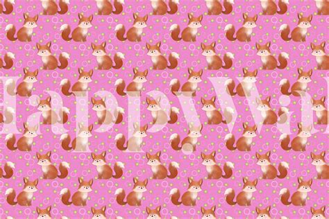 Cute Baby Fox on Pink Wallpaper for Kids Room | Happywall