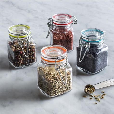 Oz Ml Square Kitchen Storage Clear Cookie Spice Clip Top Glass Jar