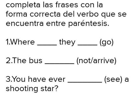 Completar Las Oraciones Con La Forma Correcta Del Verbo To Be Y La