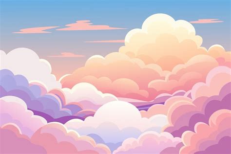 Des Nuages Moelleux Dans Un Ciel Pastel Vecteur Premium