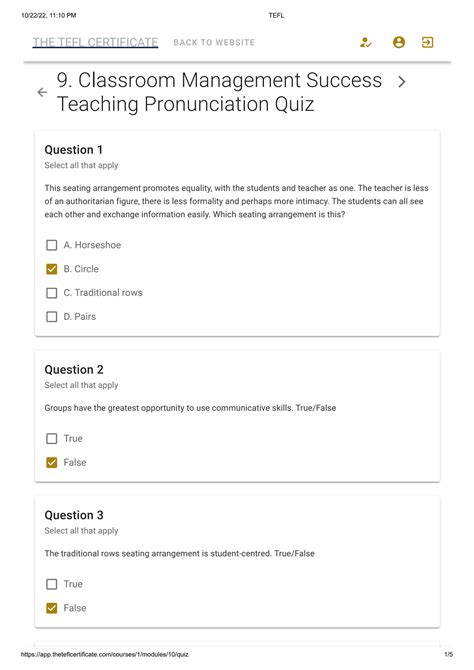 Solution Tefl Pdf Quiz Studypool