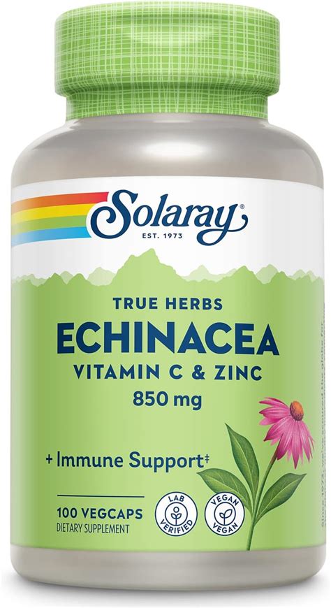 Amazon SOLARAY Echinacea Vitamin C Zinc 850mg Plus Bioflavonoids