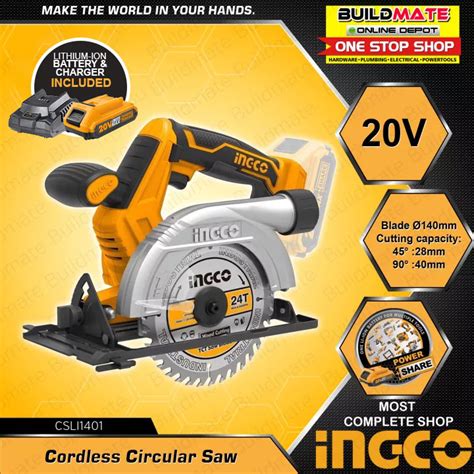 INGCO Cordless Circular Saw 20V CSLI1401 FCLI2001 FBLI2001