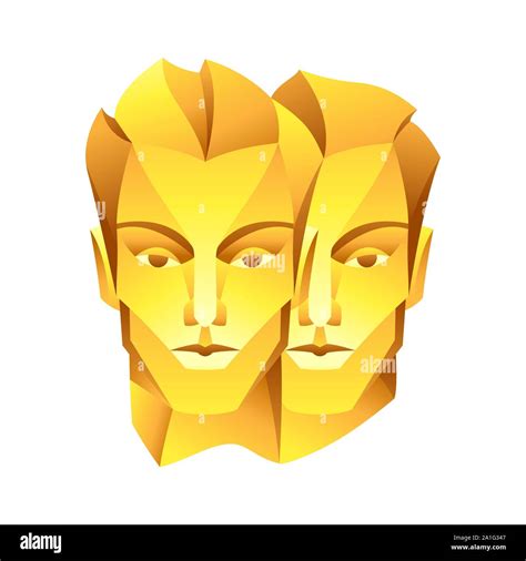 Gemini Zodiac Sign Golden Horoscope Symbol Stock Vector Image And Art