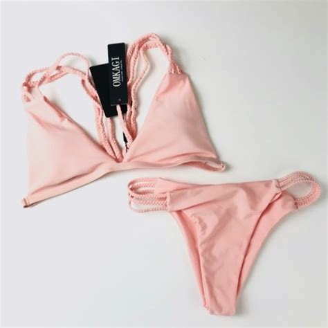 OMKAGI Swim Omkagi 2 Piece Cheeky Swimsuit Bikini Set Pink M Poshmark