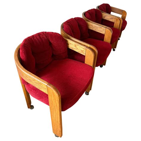 S Barrel Back Upholstered Dining Chairs On Casters At Stdibs