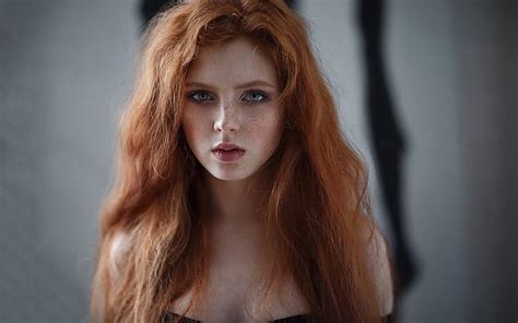 Mulheres Modelo Rosto Ruiva Olhos Azuis Alexey Kazantsev Sardas