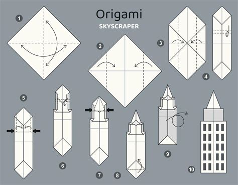 Skyscraper Origami Scheme Tutorial Moving Model Origami For Kids Step