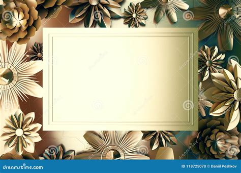 Rectangular Golden Postcard Background Stock Illustration