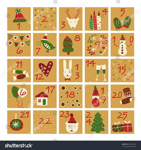 Advent Calendar Christmas Poster Vector Illustration Vector De Stock