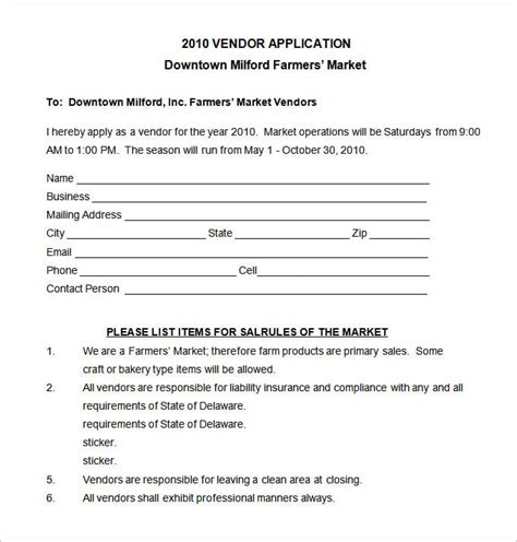 Vendor Booth Registration Form Template