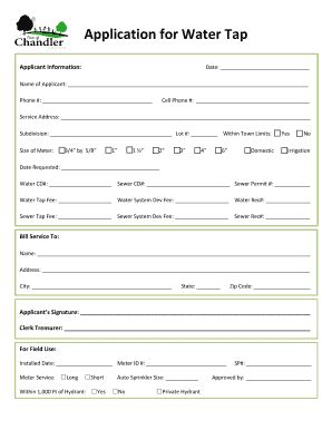 Fillable Online Townofchandler Application For Water Tap Fax Email