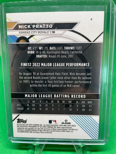 2023 Topps Finest Nick Pratto RC Red Black Vapor Refractor 09 10 KC