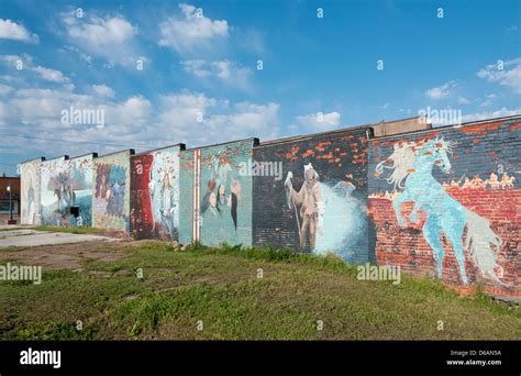 Oklahoma Osage Nation Indian Reservation Hominy Murals Depicting